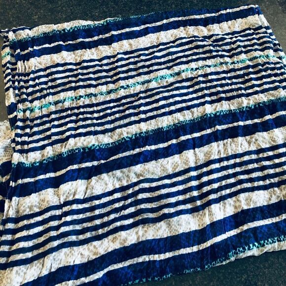 Talbots Lightweight Blue Teal Gray Print Scarf - Picture 2 of 3